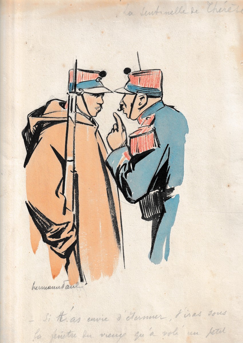 Hermann-Paul, La sentinelle de Thérèse, dessin et gouache sur papier, vers 1914