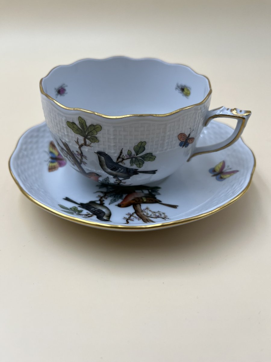 Service à thé Herend 8 pièces, numéroté, peint à la main, excellent état-photo-1