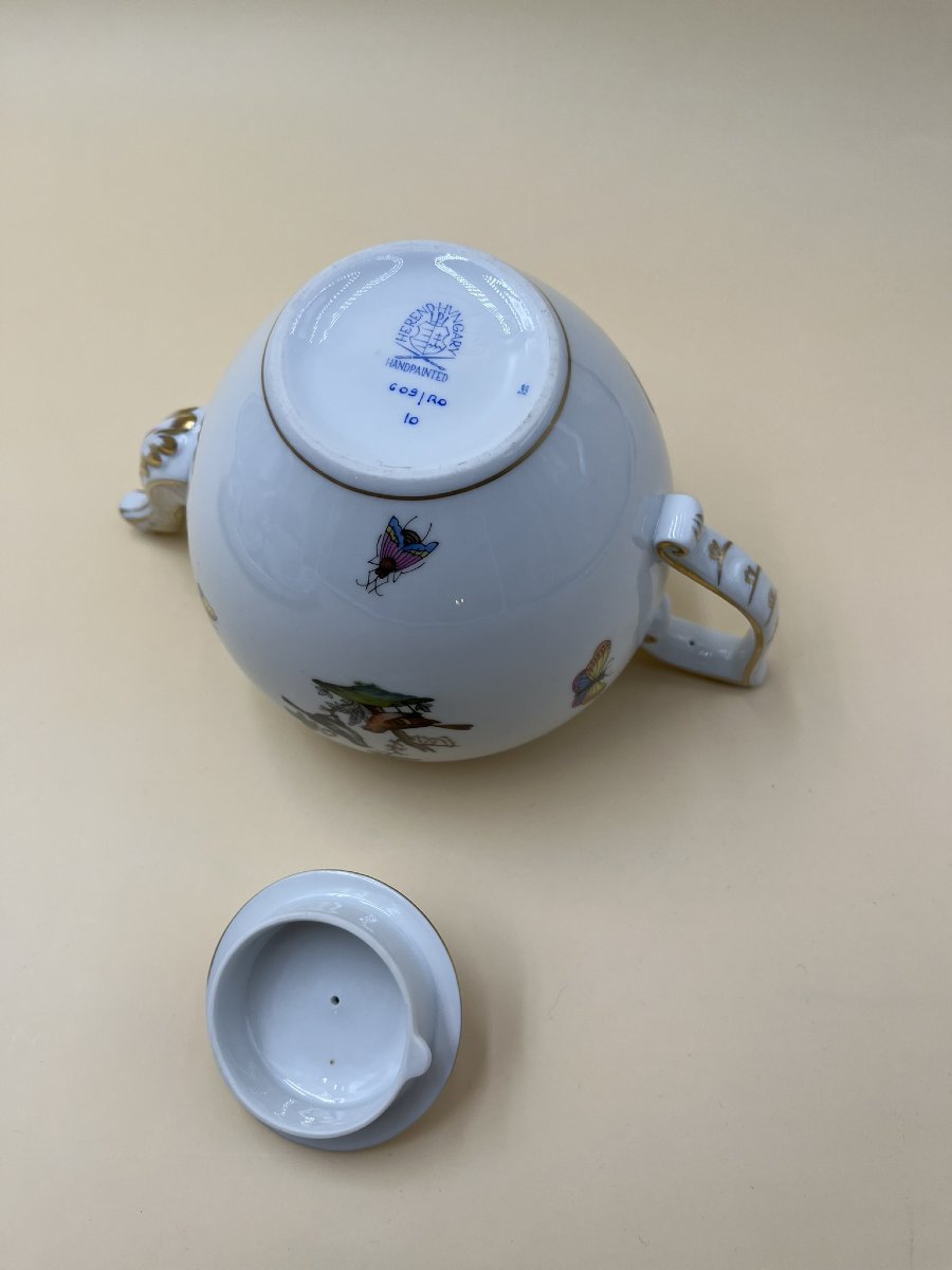 Service à thé Herend 8 pièces, numéroté, peint à la main, excellent état-photo-2