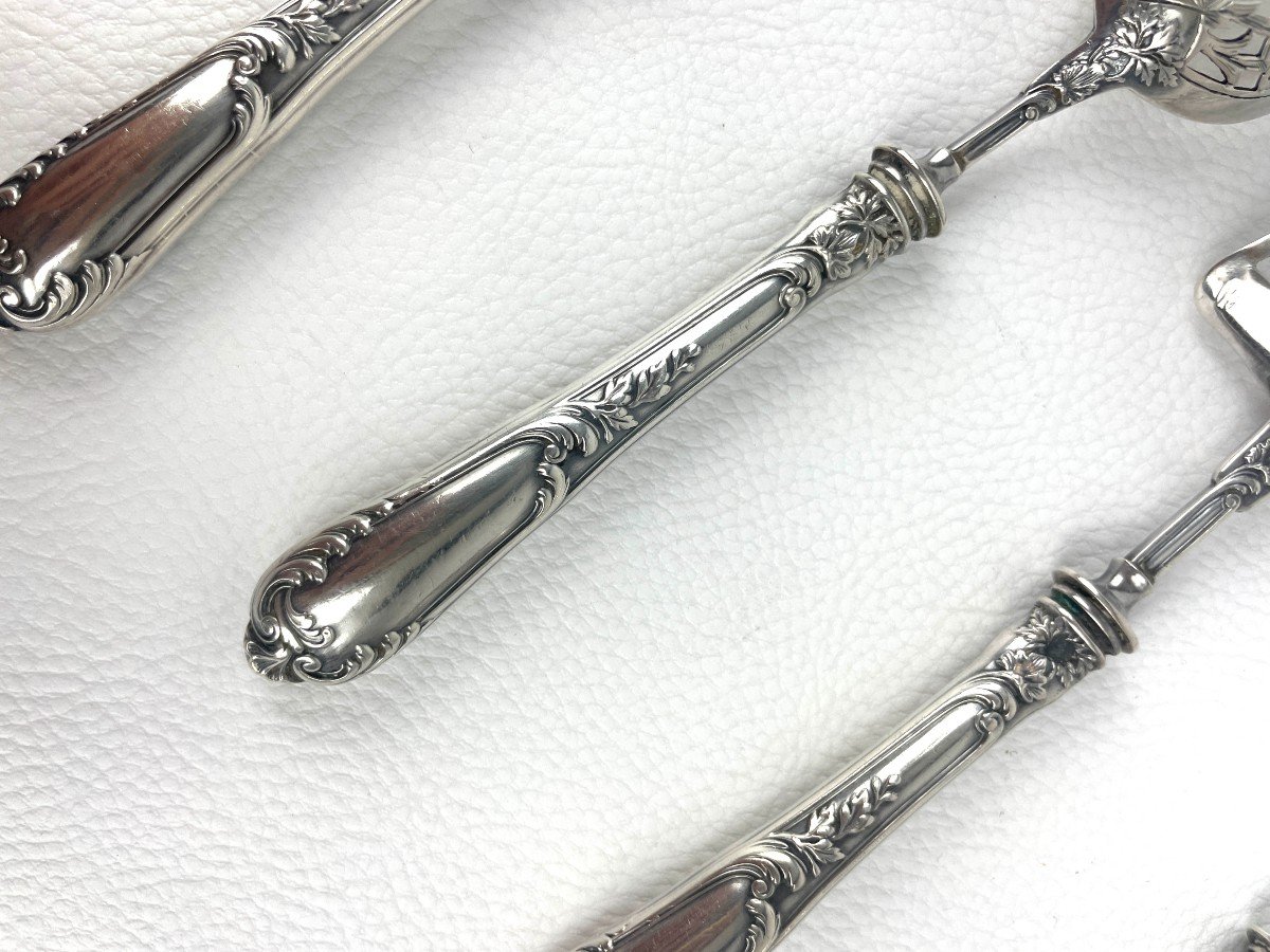 Service à Hors D’œuvre De Style Louis XV Très Ajouré En Argent-photo-1
