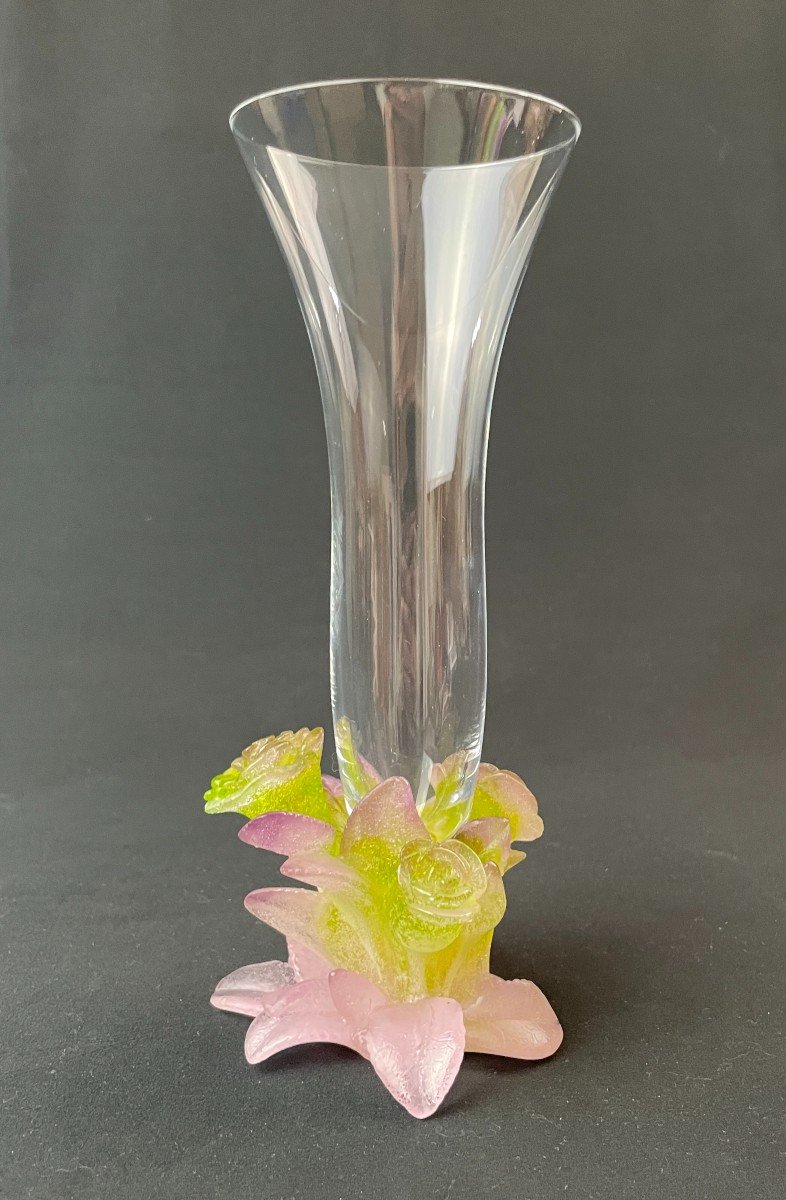 Vase Soliflore Modèle « Roses » Par Daum