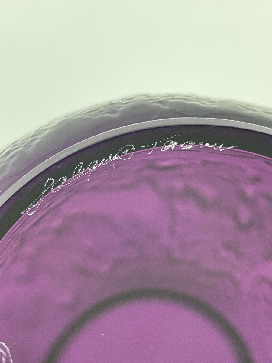 Vase « Biches » En Cristal Par Lalique – Violet-photo-3
