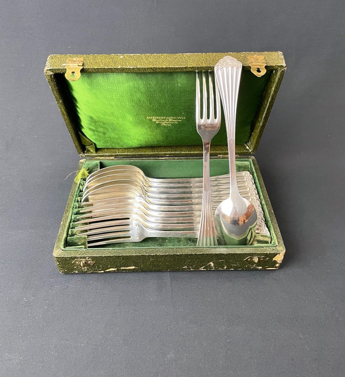 Six Couverts De Table De Style Louis XVI En Argent Massif En Coffret-photo-7