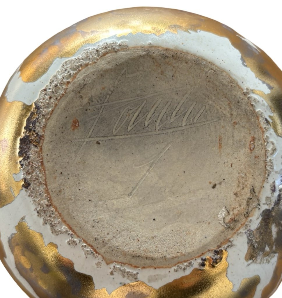 Léon Pointu White And Gold Ball Vase-photo-5