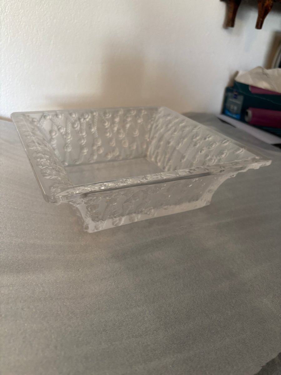 Coupe Aux Roses Square In Lalique Crystal France-photo-3