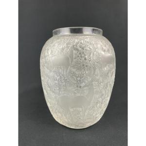 Vase « Biches » En Cristal Signé René Lalique – Blanc