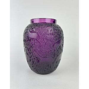 Vase « Biches » En Cristal Par Lalique – Violet