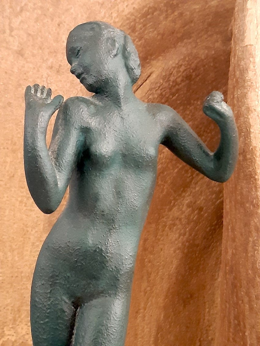 Le Faguays - Sculpture Bronze Art Deco 1930 - 27 cm Femme Nue Bronze Patiné Nymphe signé signed-photo-2