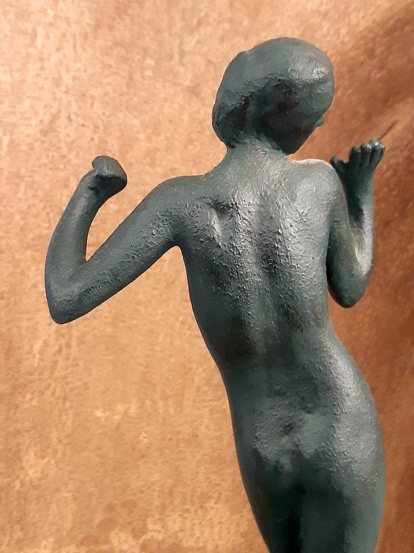 Le Faguays - Sculpture Bronze Art Deco 1930 - 27 cm Femme Nue Bronze Patiné Nymphe signé signed-photo-4