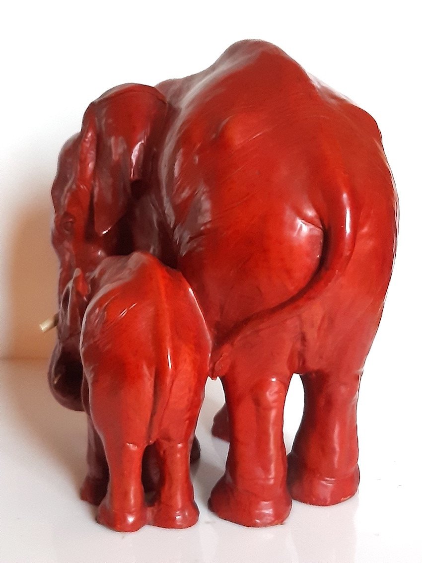 Cacciapuoti - 1930 Art Deco Terracotta Sculpture Elephant And Cub - Italy-photo-4