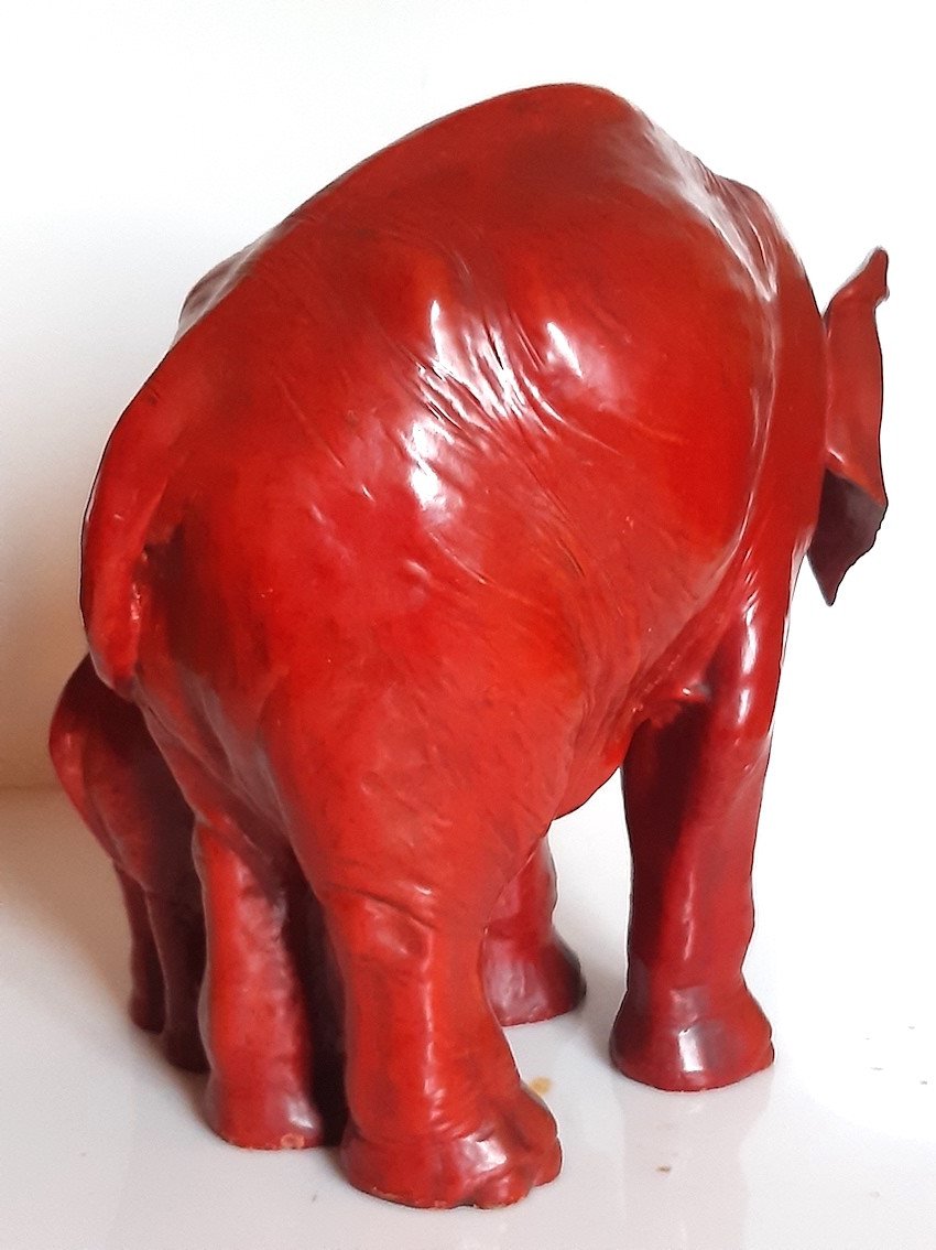 Cacciapuoti - 1930 Art Deco Terracotta Sculpture Elephant And Cub - Italy-photo-1
