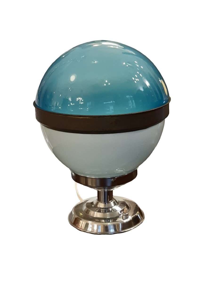 Ilrin Jlrin Art Deco Lamp Modernist Light Chrome Glass Ball Lamp Lighting Bauhaus 1930-photo-3