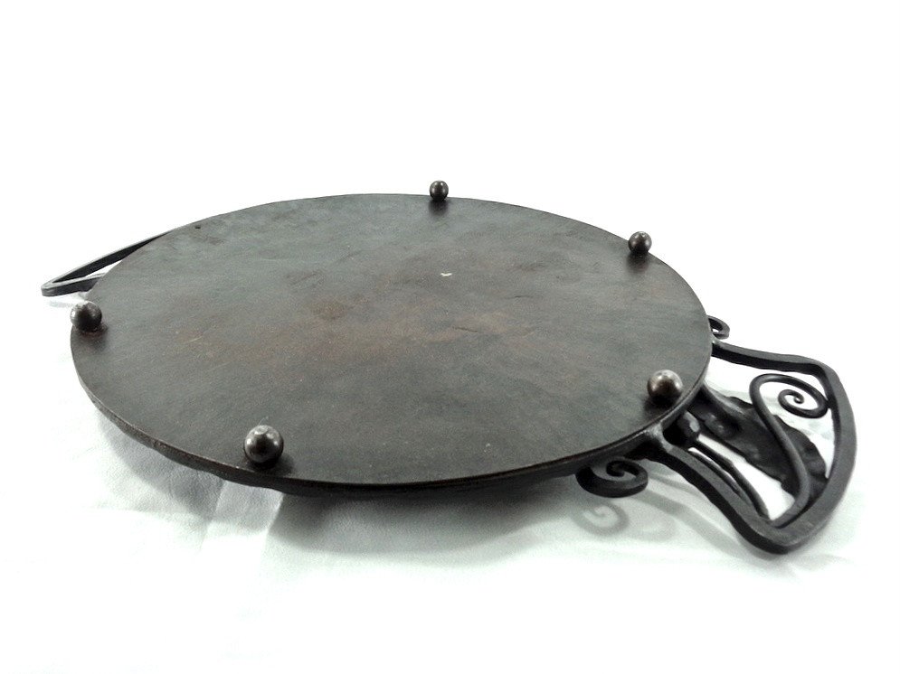 Art Deco Tray 1925 1930 Gauthier Wrought Iron Round Tray Art Deco Wrought Iron Tray-photo-3