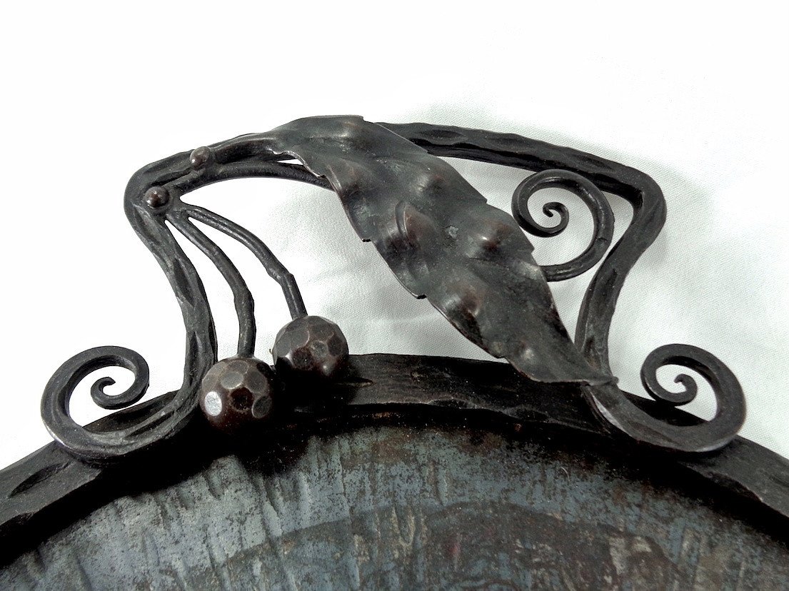 Art Deco Tray 1925 1930 Gauthier Wrought Iron Round Tray Art Deco Wrought Iron Tray-photo-3