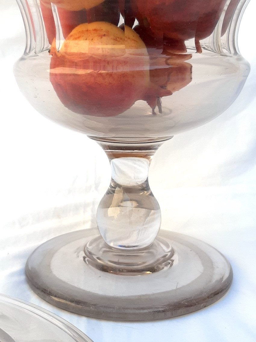 62 Cm! Large Napoleon III Crystal Charger Drageoir On Foot Covered Pot Pharmacy Sweets 19 Th-photo-5