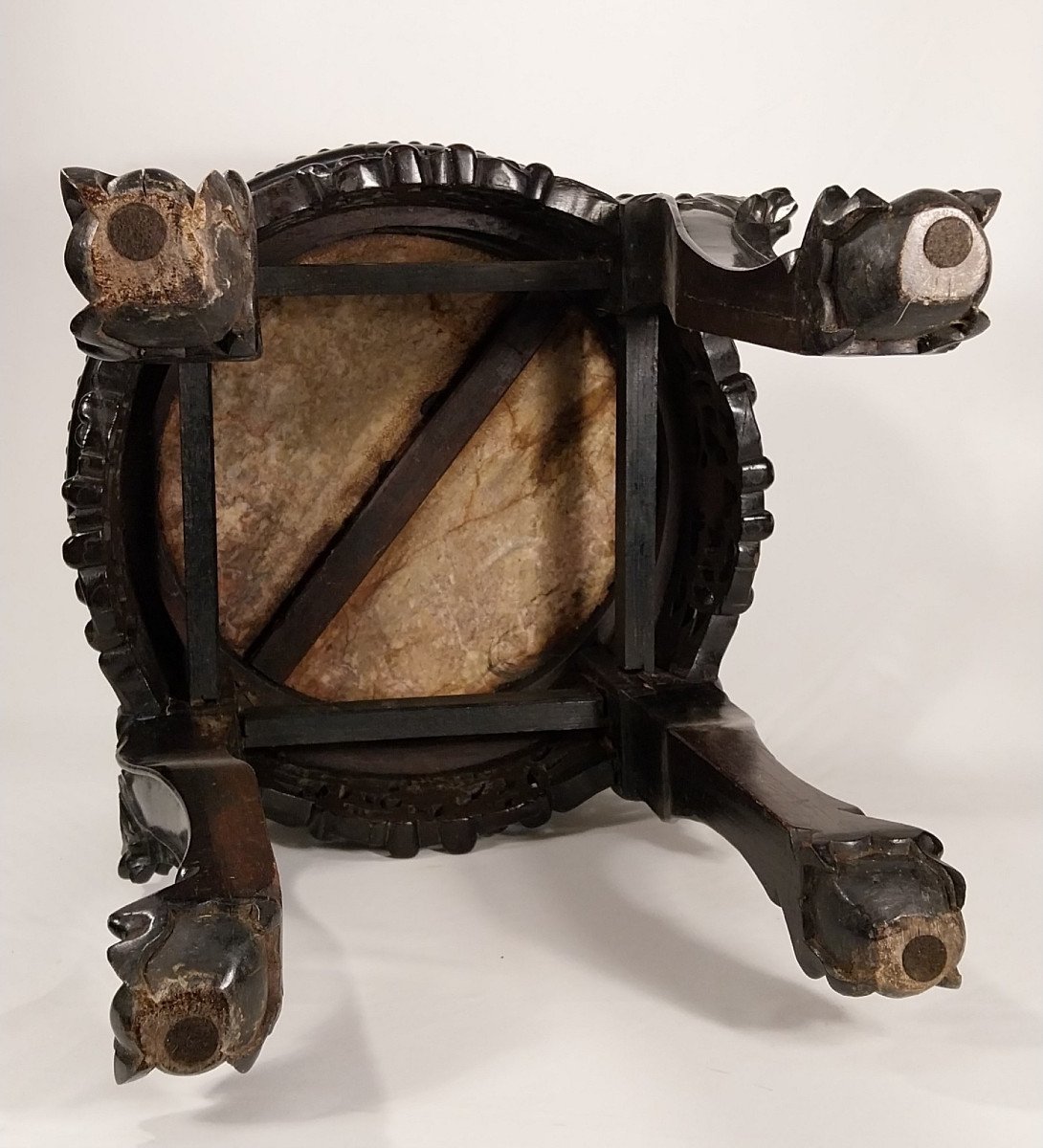 China - Wood And Marble Coffee Table - 19° Chinese Table-photo-4