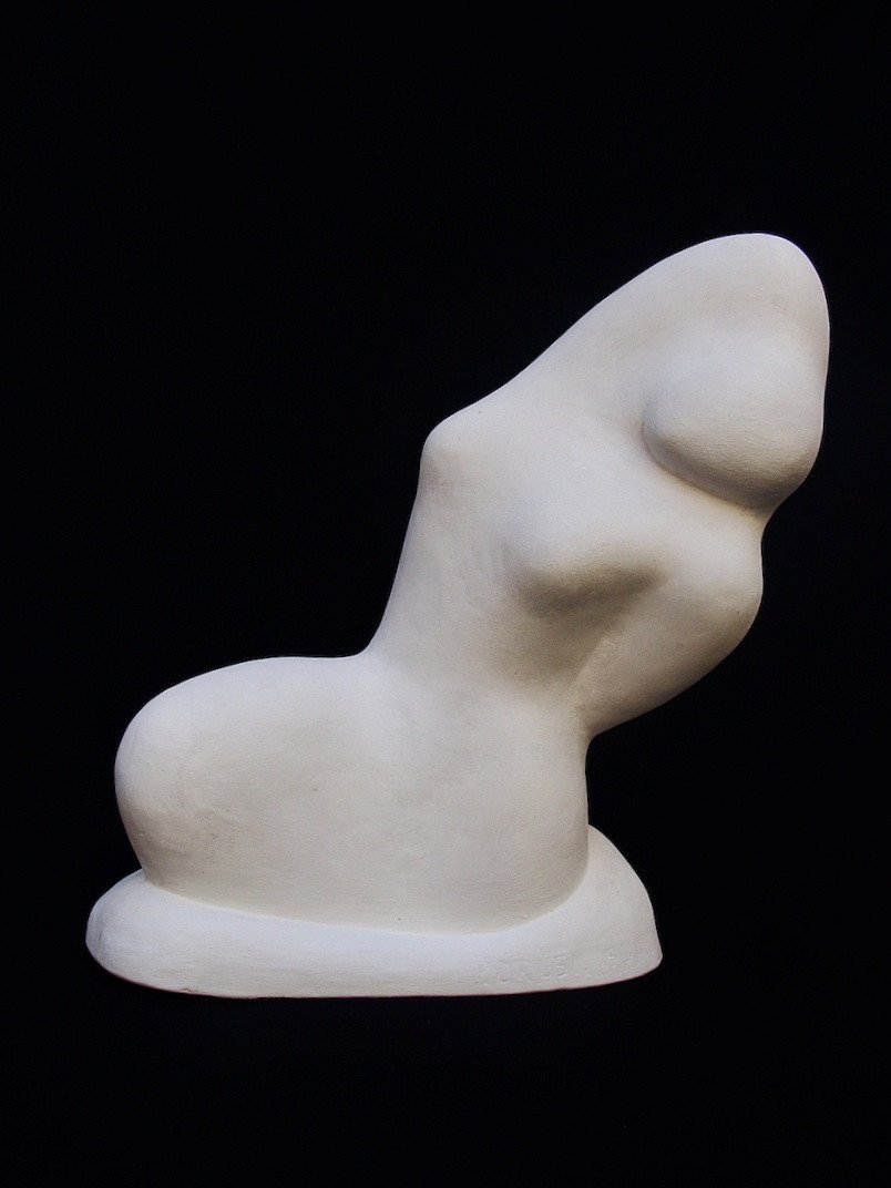 Drusi Pierre - Modernist Terracotta Sculpture 60s Design Naked Woman Nude Signed 1960-photo-3