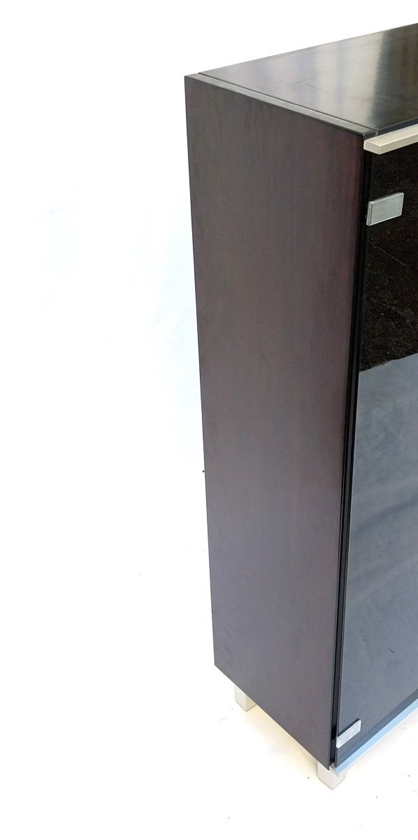 Meuble Vitrine 2 Portes Design Abbondinterni Italie 1970 Bois Palissandre Métal 105 Cm-photo-1
