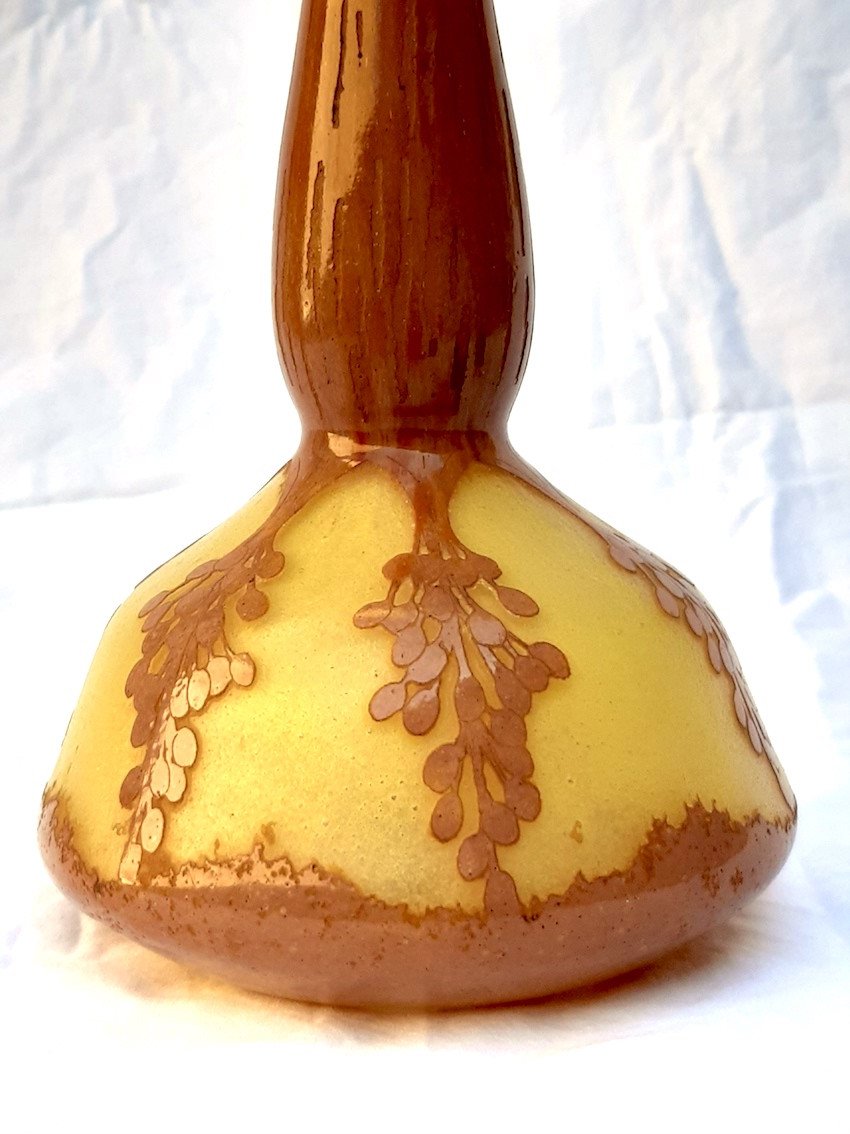 Schneider - Le Verre Francais Art Deco Vase Pate De Verre Vase  Dattiers Soliflore 1918 Signed-photo-2