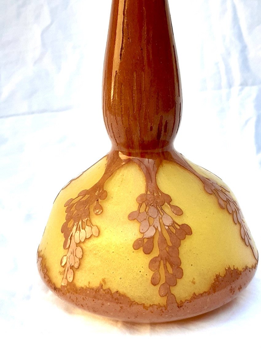 Schneider - Le Verre Francais Art Deco Vase Pate De Verre Vase  Dattiers Soliflore 1918 Signed-photo-1