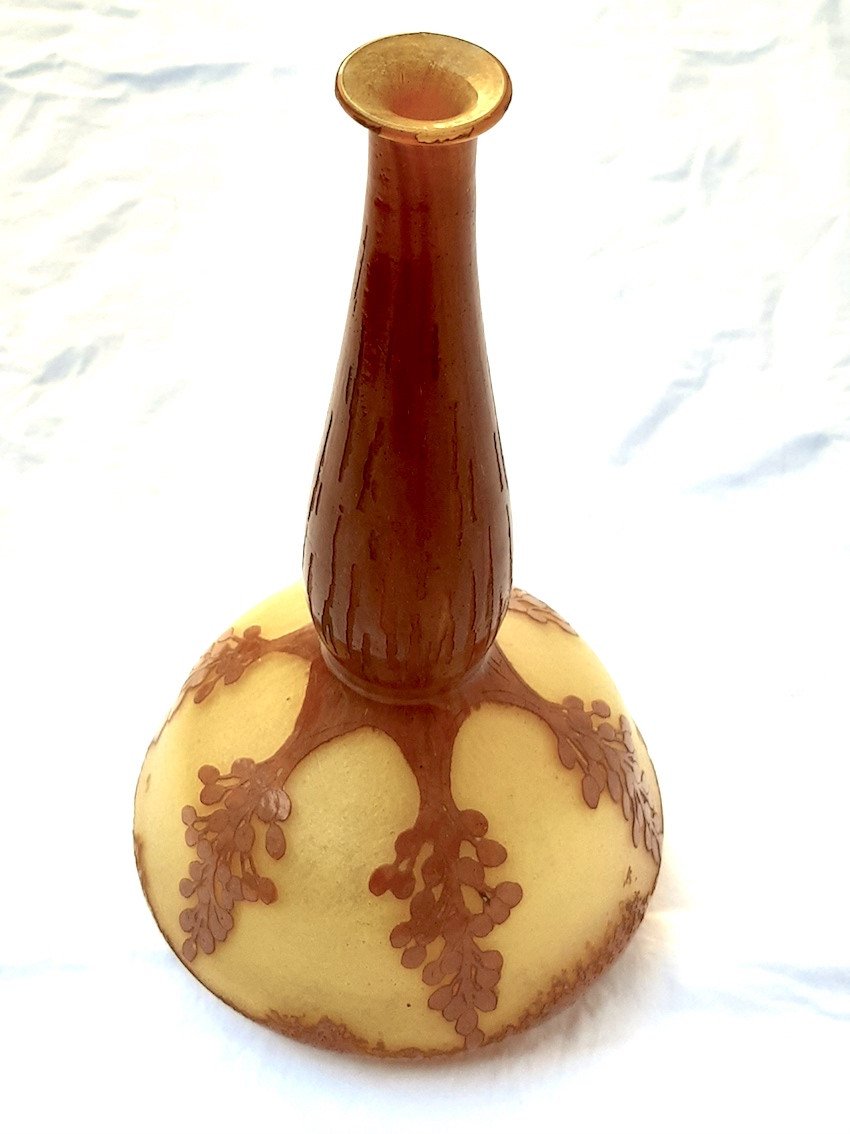 Schneider - Le Verre Francais Art Deco Vase Pate De Verre Vase  Dattiers Soliflore 1918 Signed-photo-5