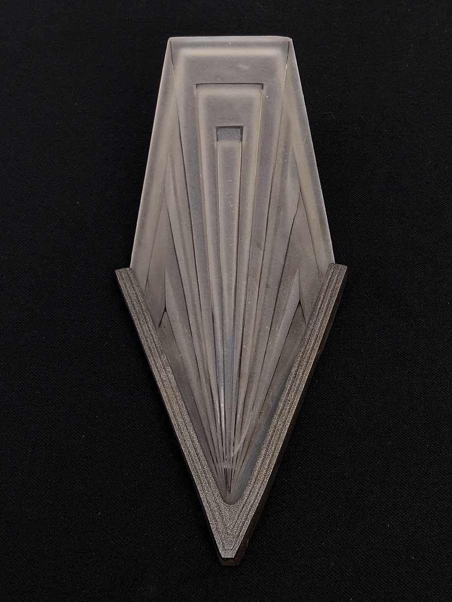 Art Déco 1930 Grandes Appliques Verre Géométrique Paire Lampes Art Deco Glass Wall Lamp sconces-photo-2