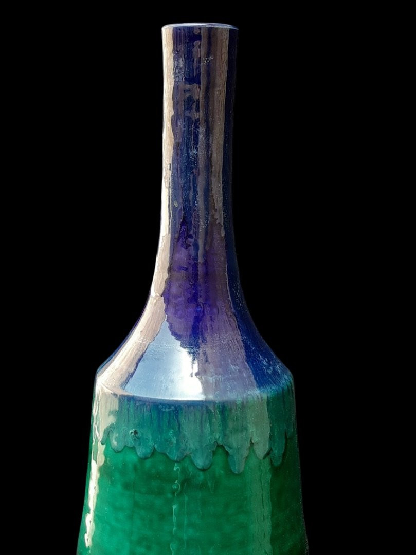 A - Large Ceramic Vase, Colored Enamel, Italy, 1960s, Italian Ceramics, 60s -photo-1