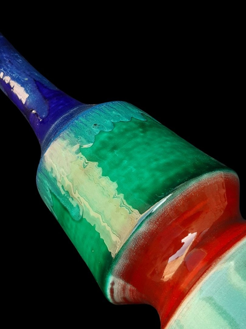 A - Large Ceramic Vase, Colored Enamel, Italy, 1960s, Italian Ceramics, 60s -photo-3