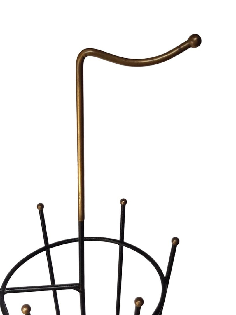 1950s 1960s Design French Umbrella Stand In Black Lacquered Iron And Gilded Brass 50s 60s-photo-3