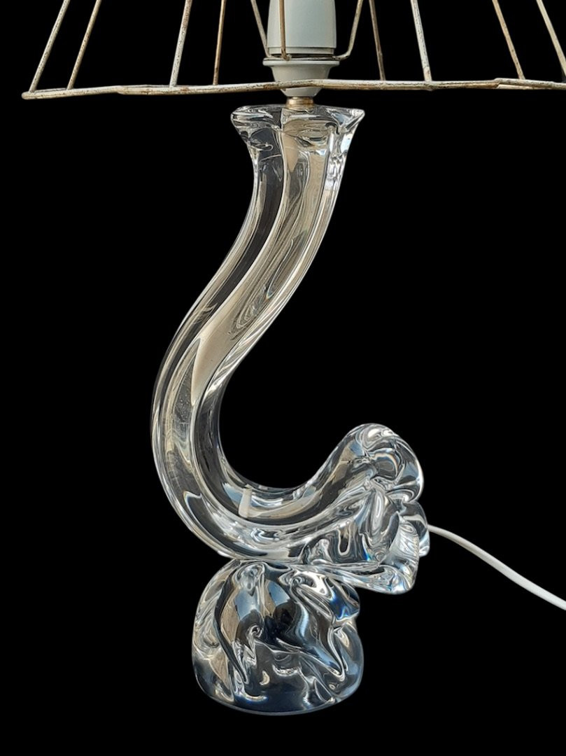Daum - Grande lampe de table forme libre cristal design zoomorphe 1950 1960 signé -photo-2