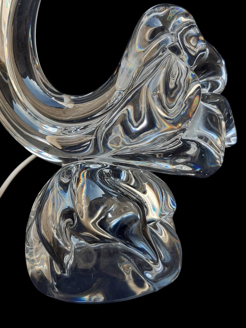 Daum - Grande lampe de table forme libre cristal design zoomorphe 1950 1960 signé -photo-1