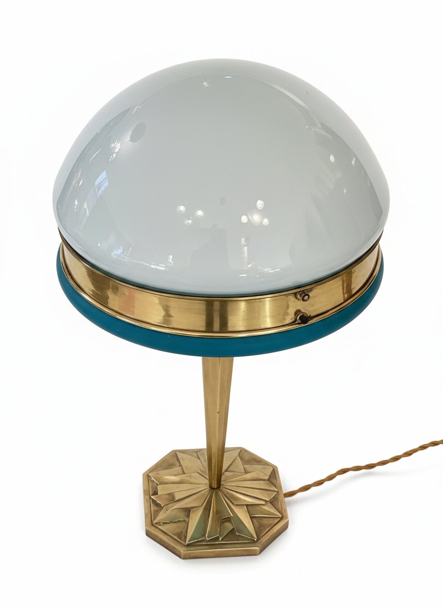 Grande lampe art deco 1930 verrerie bronze géométrique 1920 1930 Lampe ilrin Bauhaus lamp-photo-3