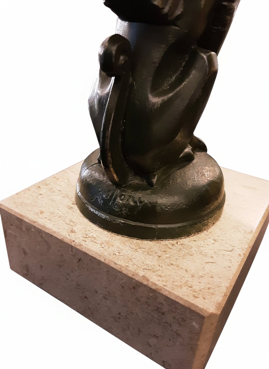 Mascotte Bouchon de radiateur Art Deco 1930 signé Ruffony Sphinx Ailé Sphinge-photo-6