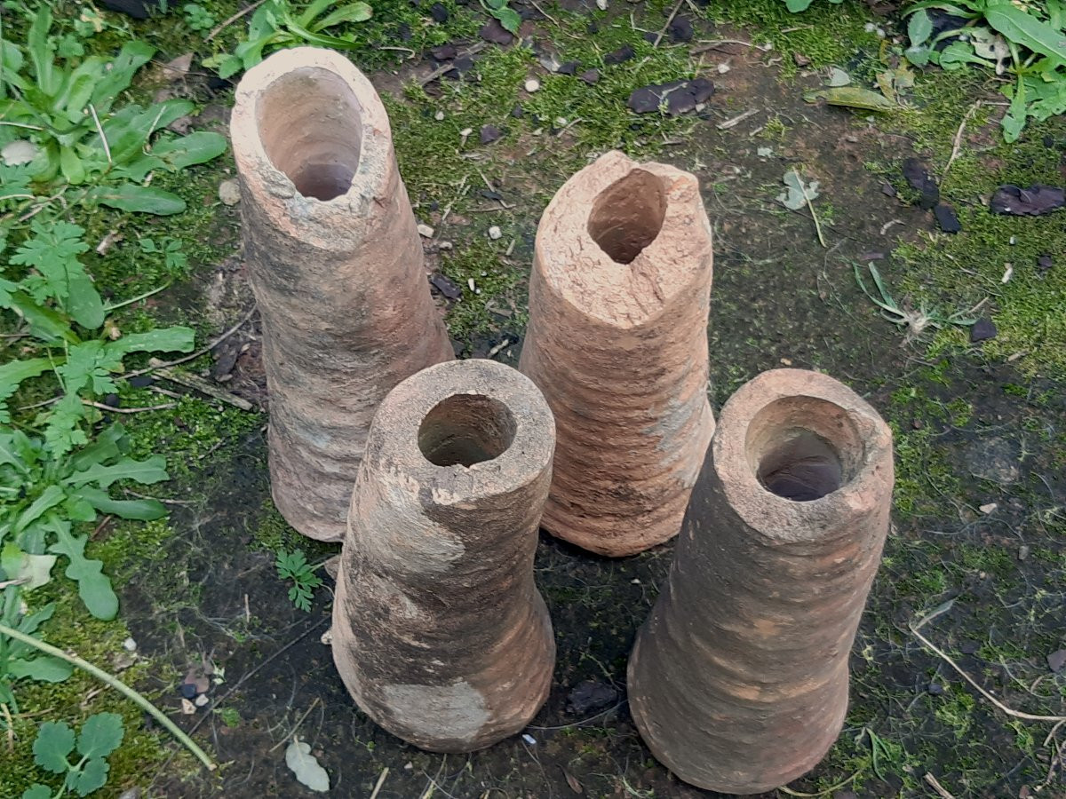 Curiosity - 4 Pieces Of Terracotta, Roman-style Drain Pipe, 2nd-15th Century Ad-photo-3