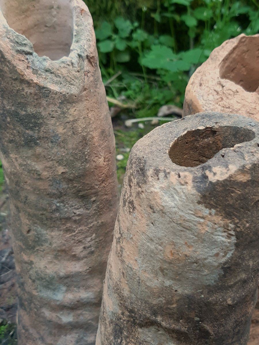 Curiosity - 4 Pieces Of Terracotta, Roman-style Drain Pipe, 2nd-15th Century Ad-photo-2