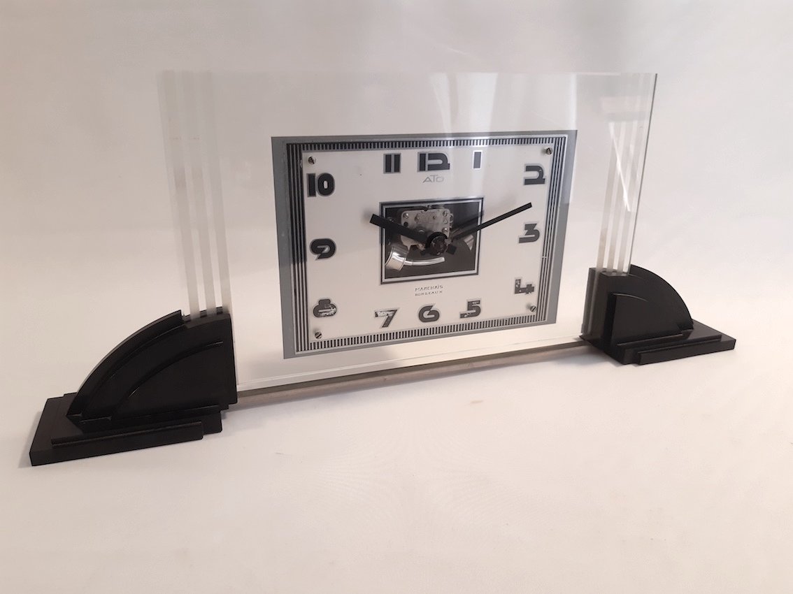 ATO Pendule Art Deco 1930 Horloge Electrique Signée LÉON HATOT Grande Taille