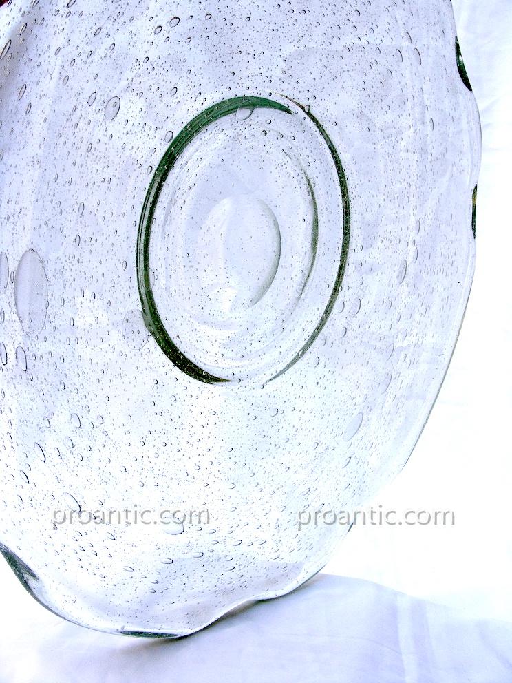 Schneider - Grande Coupe Art Deco 1930 Verre Bulles Verrerie Art Deco-photo-2