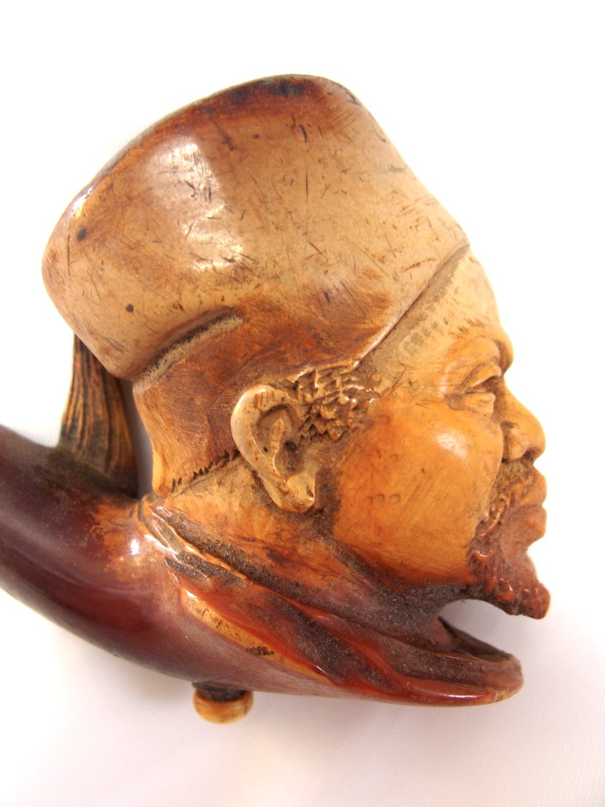 French 19th Century Meerschaum Pipe African Soldier Napoleon III Smoking Pipe-photo-2