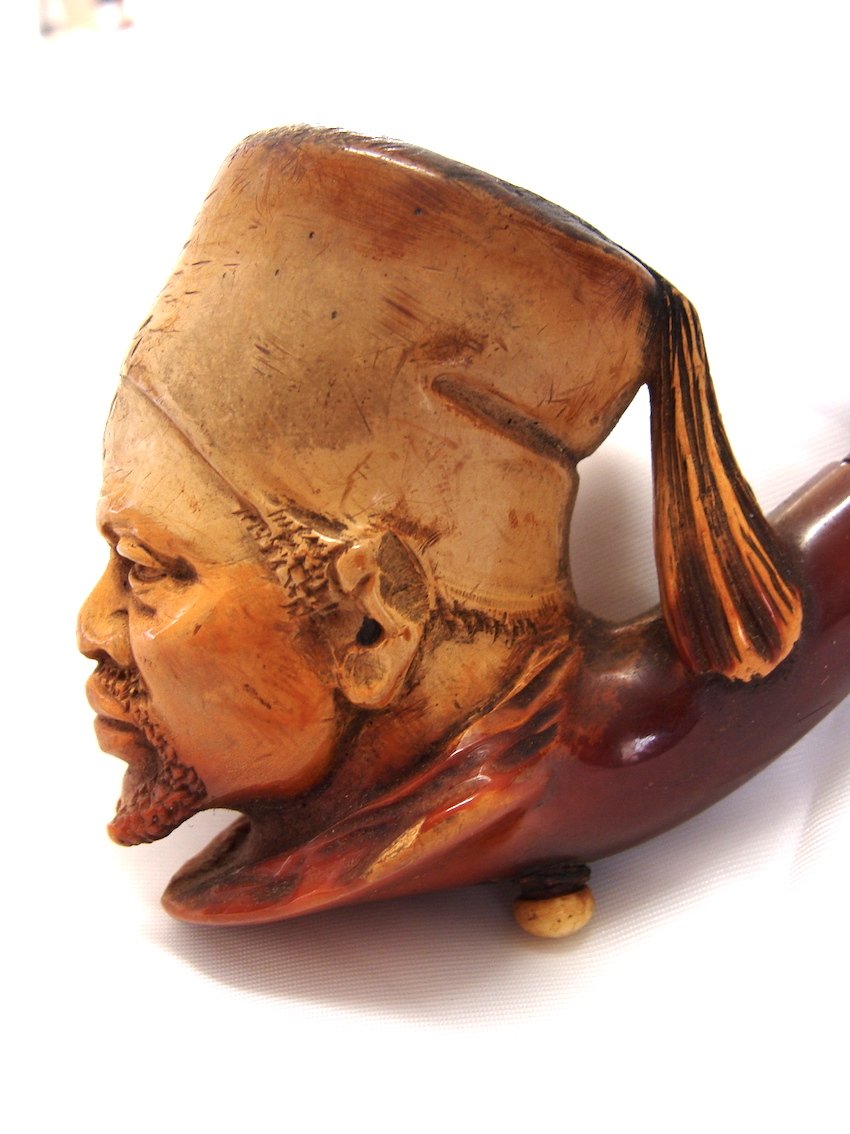 French 19th Century Meerschaum Pipe African Soldier Napoleon III Smoking Pipe-photo-2