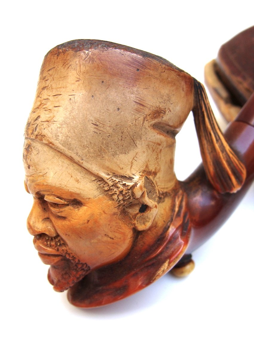 French 19th Century Meerschaum Pipe African Soldier Napoleon III Smoking Pipe-photo-6