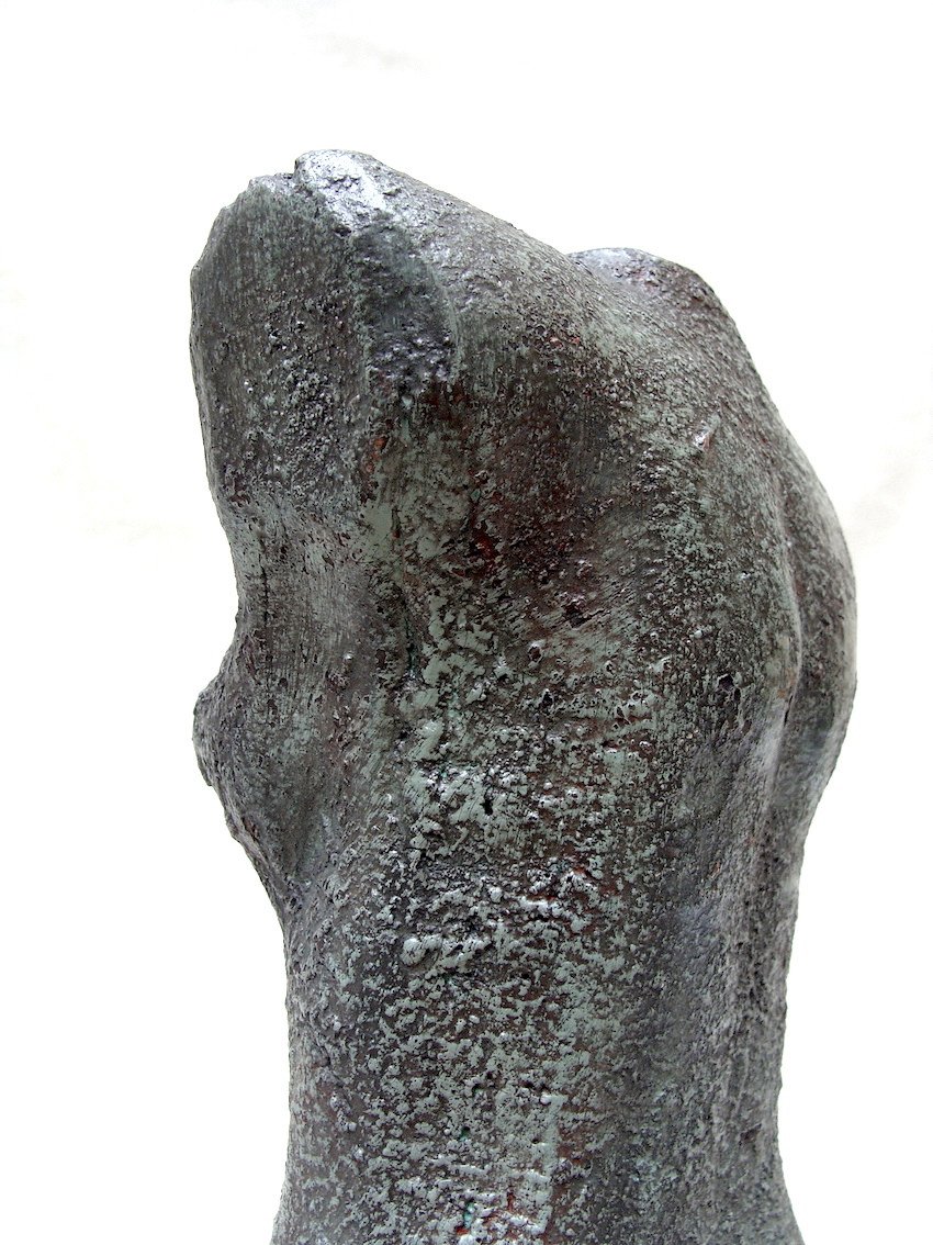 Sculpture Art Deco 1930 Femme Terre Cuite Patine Corps Buste Torse Nu Féminin-photo-3
