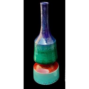 A - Grand vase céramique émail couleur italie 1960 céramique italienne 60s 