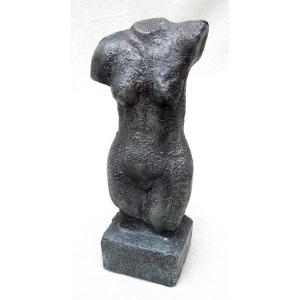 Sculpture Art Deco 1930 Femme Terre Cuite Patine Corps Buste Torse Nu Féminin