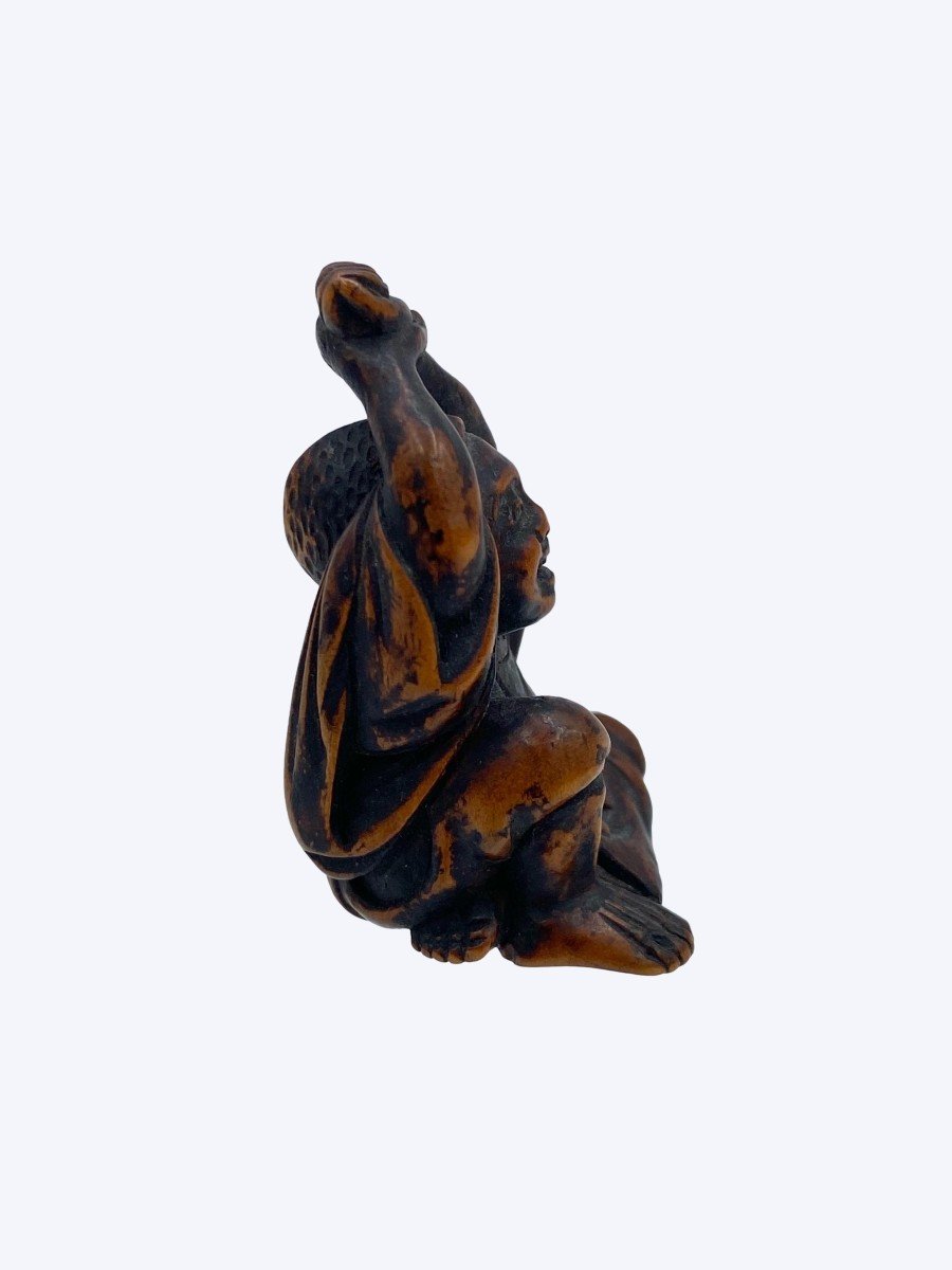 Netsuke En Bois - Signé Gyokuzan-photo-3