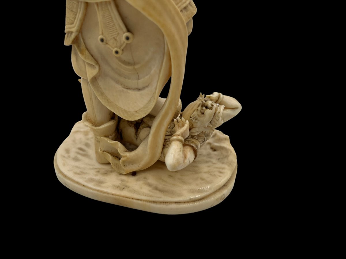 Okimono guérrier et oni - Shibayama-photo-5