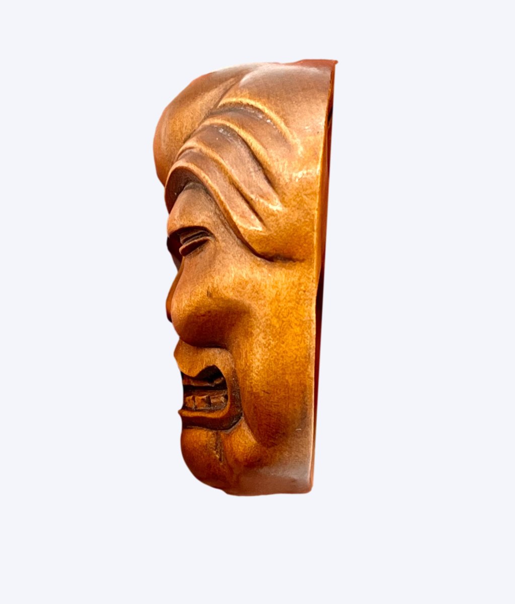 Netsuke masque en bois-photo-2
