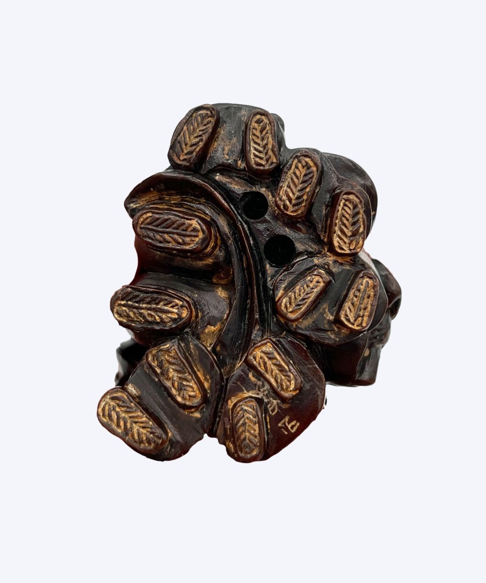 Wooden Buddhist Lion Netsuke-photo-2