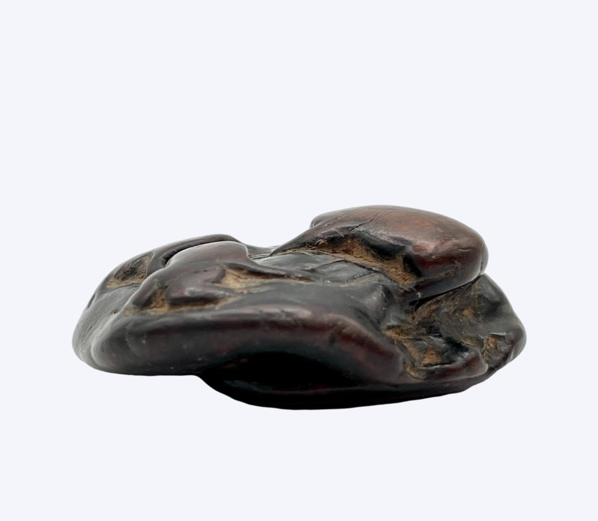 Netsuke en bois trois grenouilles-photo-3