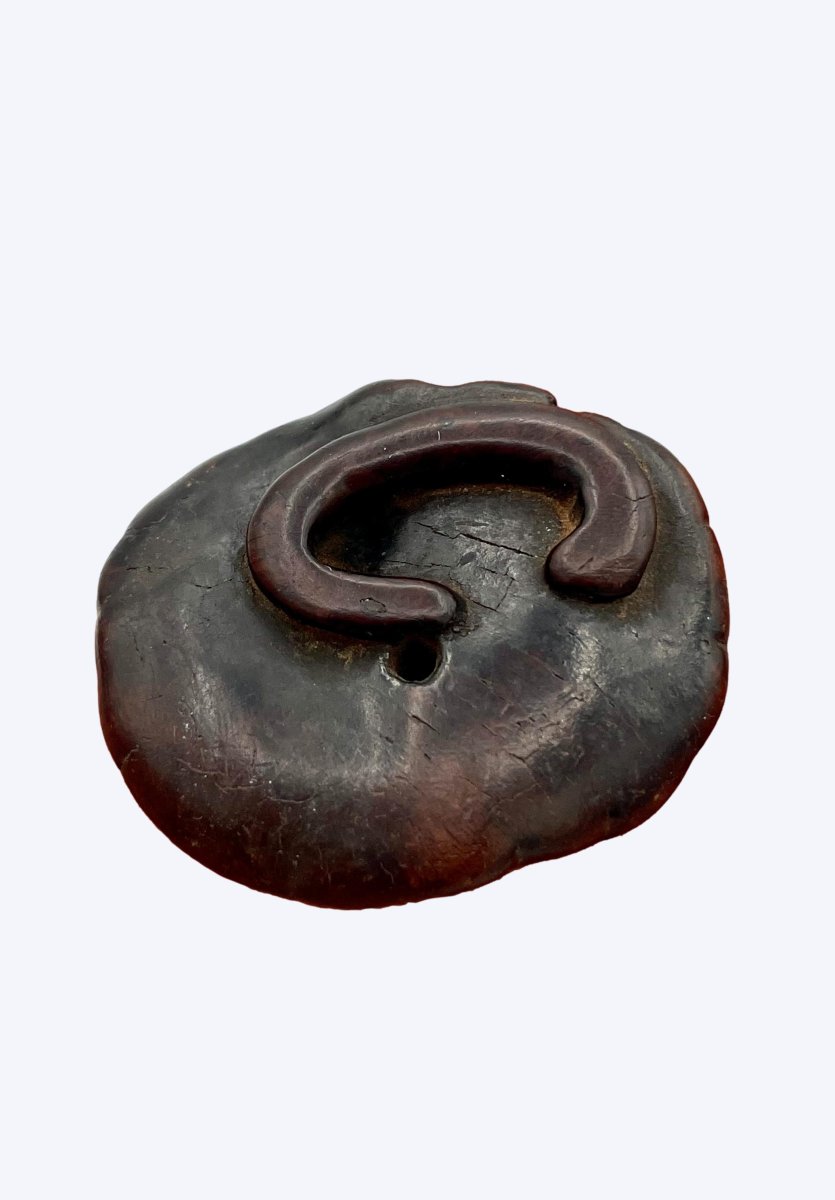 Netsuke en bois trois grenouilles-photo-4