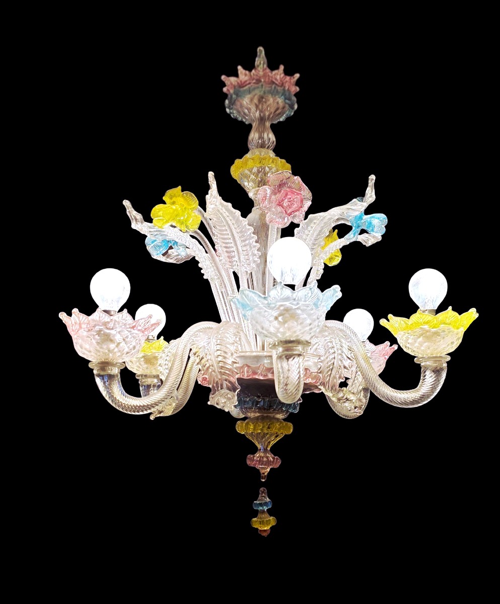 "ancien lustre de Murano en verre soufflé "